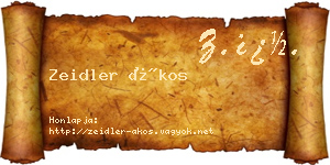Zeidler Ákos névjegykártya